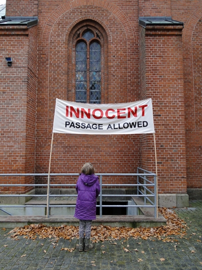 Banner outside of Silkeborg Church